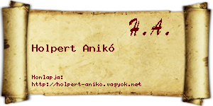 Holpert Anikó névjegykártya